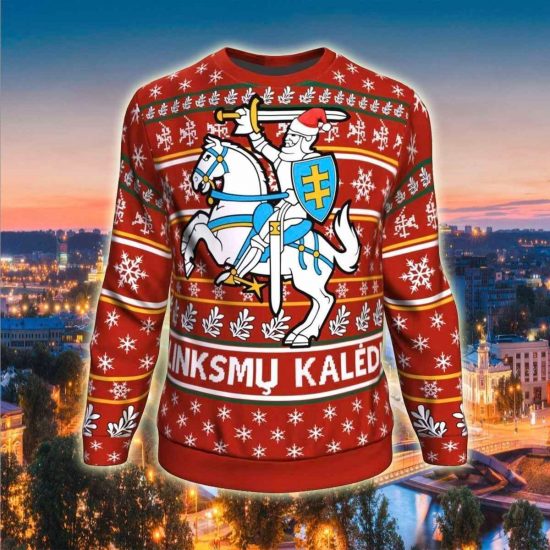 Lithuania Merry Christmas Red Unisex 3D Sweatshirt All Over Print