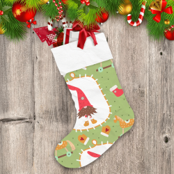 Little Gnomes Wearing Yellow Sock Illustration Christmas Stocking