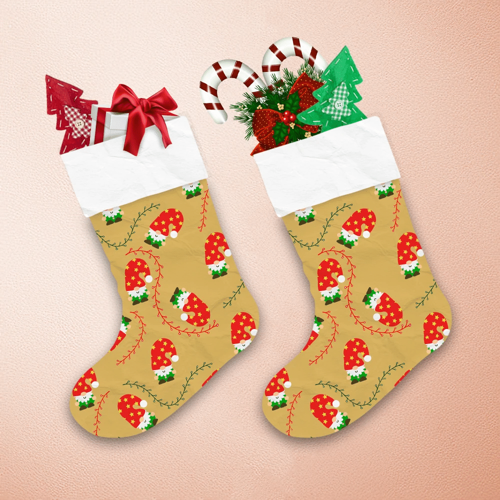Long-Mistletoe-With-Yellow-Star-Hat-Gnomes-Christmas-Stocking-1 Long Mistletoe With Yellow Star Hat Gnomes Christmas Stocking 1