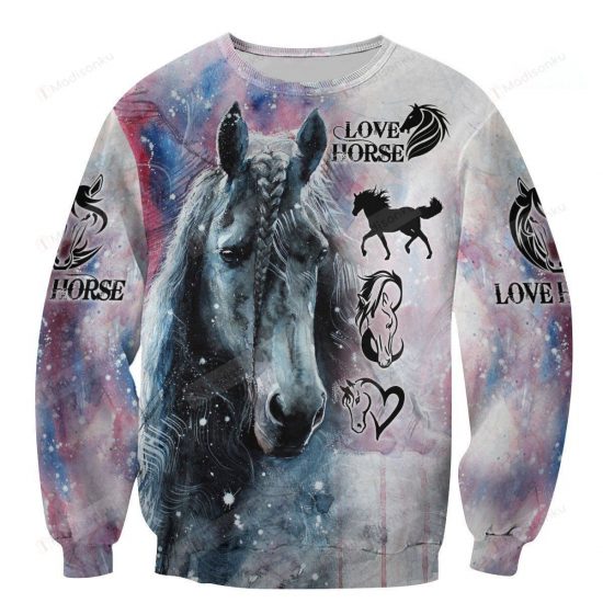 Love Beautiful Winter Horse Art Ugly Christmas Sweater