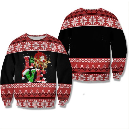 Love Christmas Unisex All Over Print Cotton Sweatshirt