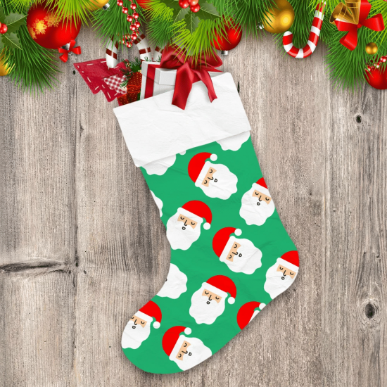 Lovely Santa Claus Face In Bright Christmas Colors Christmas Stocking