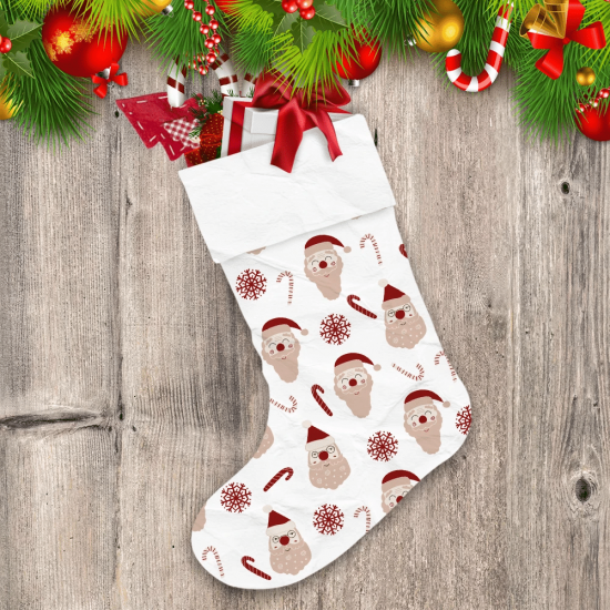 Lovely Santa Emoji With Candy And Snowflake Xmas Gift Christmas Stocking