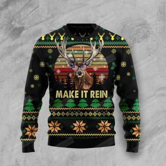 Make It Rein Hunting Ugly Christmas Sweater