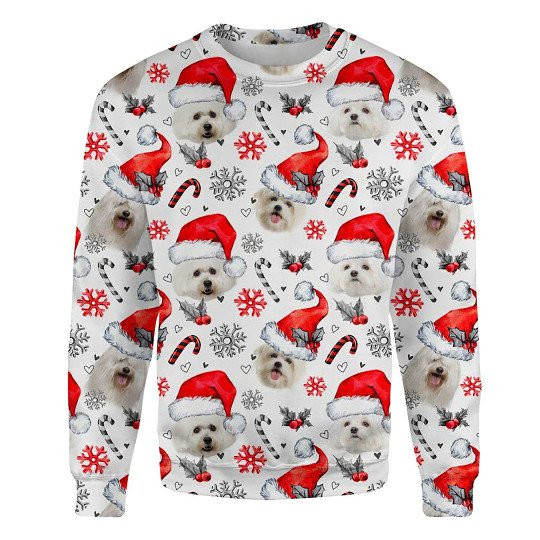 Maltese Xmas Decor Ugly Christmas Sweatshirt Animal Dog Cat Sweater Unisex