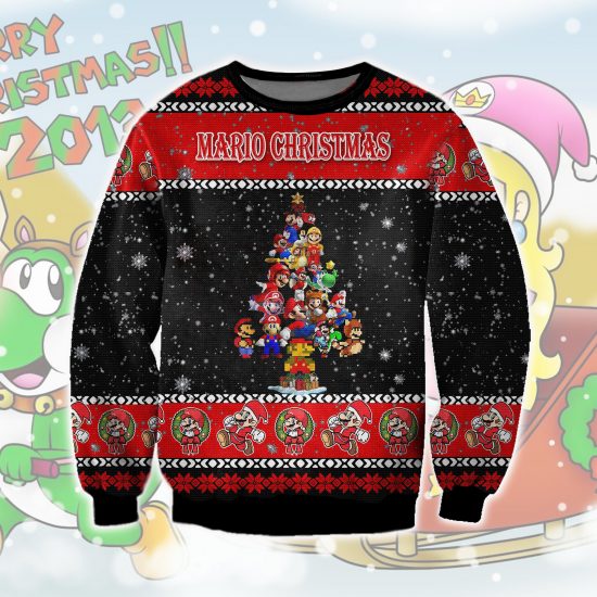 Mario 3D All Over Printed Ugly Christmas Sweatshirt