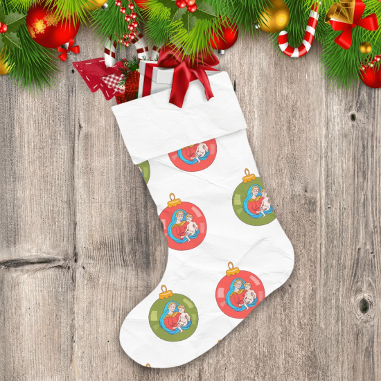 Mary And Baby Jesus Colorful Christmas Balls Christmas Stocking