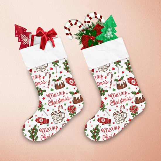 Melted Cakes With Candy And Mistletoe Pattern Christmas Stocking 1