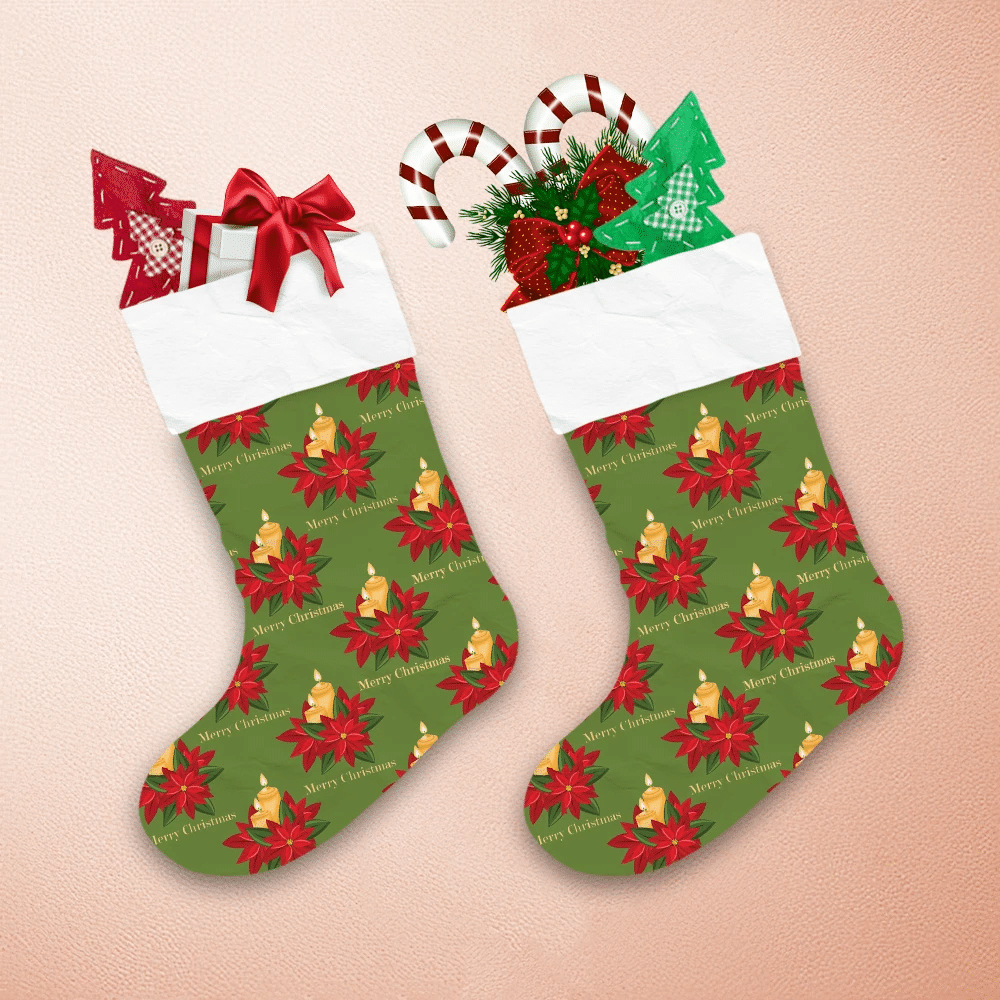 Merry-Christmas-Candles-With-Red-Poinsettia-Flowers-Christmas-Stocking-1 Merry Christmas Candles With Red Poinsettia Flowers Christmas Stocking 1
