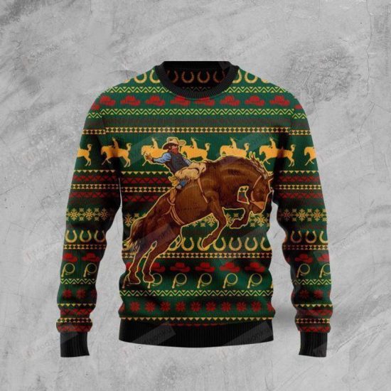 Merry Christmas Cowboy Horse Ugly Christmas Sweater
