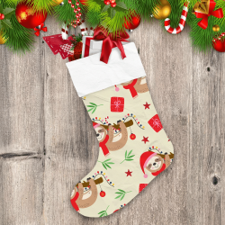 Merry Christmas Cute Sloth On A Branch Christmas Stocking