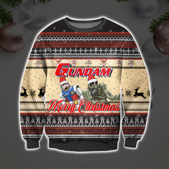 Merry Christmas Gundam 3D All Over Printed Ugly Sweatshirt