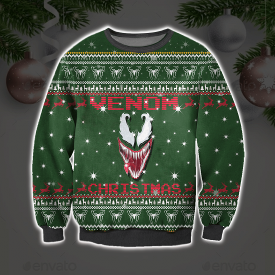 Merry Christmas Venom 3D All Over Printed Ugly Sweatshirt