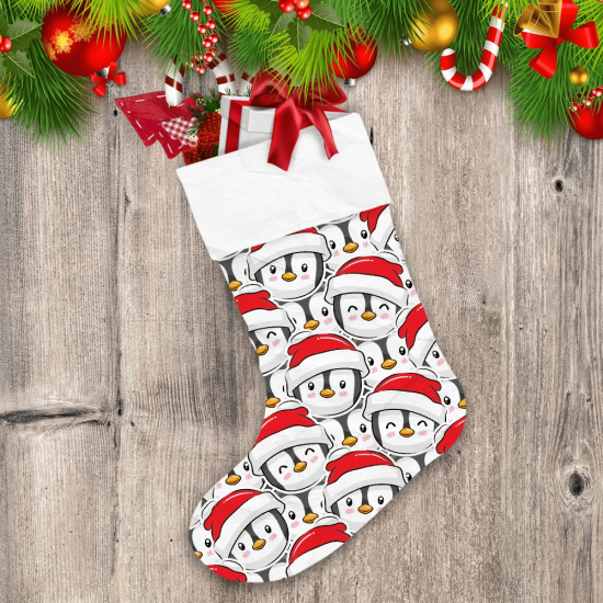 Merry Christmas Winter Cute Penguin Santa Claus Christmas Stocking