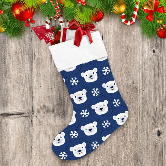 Merry Christmas Winter Holiday Texture With Bear Faces Christmas Stocking