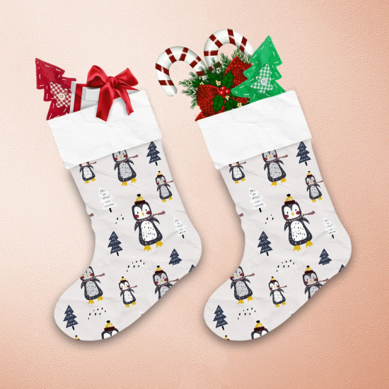 Merry Christmas Winter With Cute Penguins Christmas Stocking 1