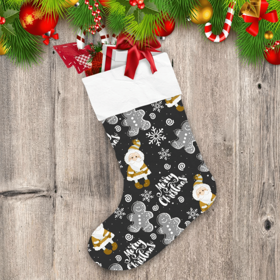 Merry Christmas With Santa Cookies And Snowflake Pattern Christmas Stocking