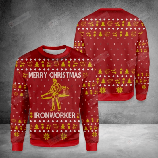 Merry Ironworker Red Ugly Christmas Sweater