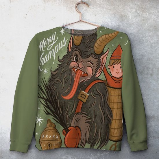 Merry Krampus Unisex All Over Print Cotton Sweatshirt
