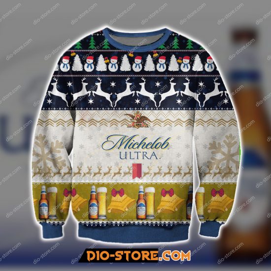 Michelob Ultra Beer Knitting Pattern 3D Print Ugly Sweatshirt