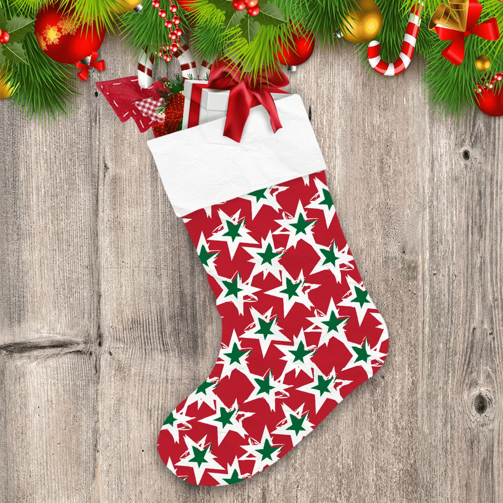 Military Camoflage Christmas Stars On Red Christmas Stocking