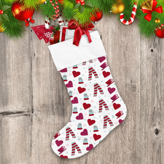 Mittens Scarves And Hearts With Christmas Snowflake Christmas Stocking