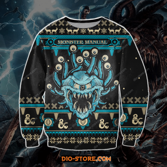 Monster Manual Game 3D Print Ugly Christmas Sweatshirt