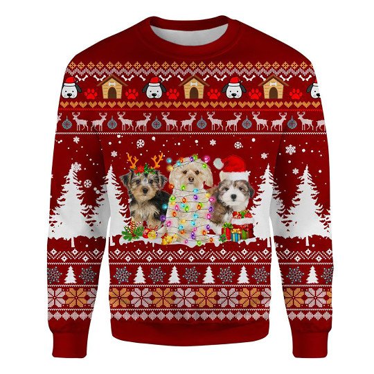 Morkie Ugly Christmas Sweatshirt Animal Dog Cat Sweater Unisex