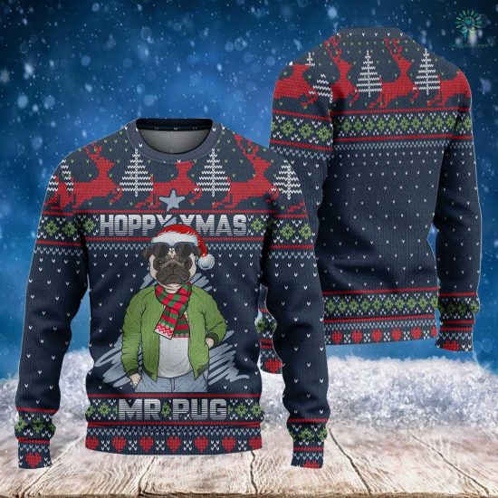 Mr Pug Christmas Sweatshirt - Christmas Funny Dog Pug - Ugly Christmas Sweatshirt - Knitted Animal Dog - Christmas Sweatshirt