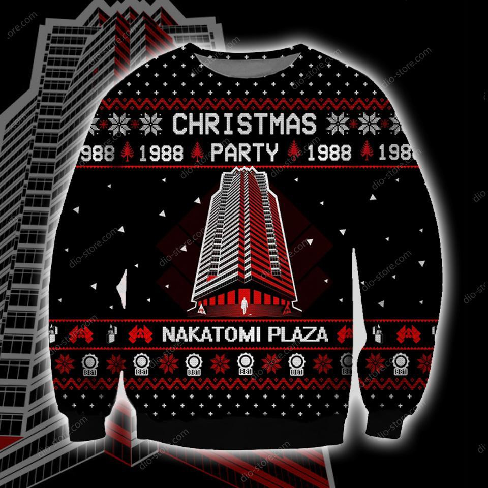 Nakatomi-Plaza-Knitting-Pattern-3D-Print-Ugly-Christmas-Sweatshirt Nakatomi Plaza Knitting Pattern 3D Print Ugly Christmas Sweatshirt