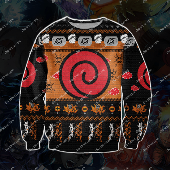 Naruto Knitting Pattern 3D Print Ugly Christmas Sweatshirt