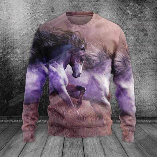 Nature Violet Horse Ugly Christmas Sweater