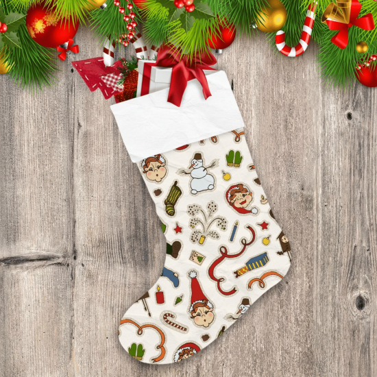 New Year's Eve Christmas Gnomes Gifts Elements Embroidery Christmas Stocking
