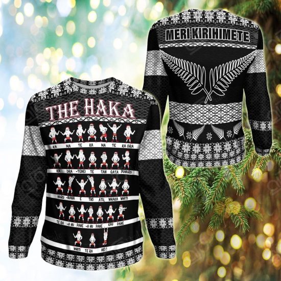 New Zealand Christmas The Haka Santa Claus Maori Pattern Unisex 3D Sweatshirt All Over Print