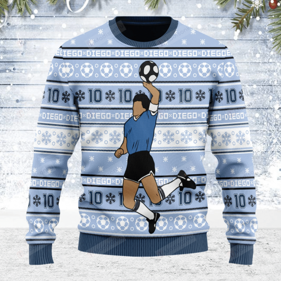 Number 10 Football Player Ugly Christmas Sweater