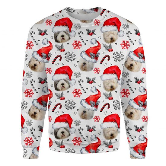 Old English Sheepdog Xmas Decor Ugly Christmas Sweatshirt Animal Dog Cat Sweater Unisex