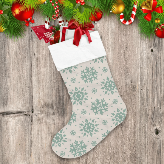 Oriental Damask Ethnic Motif Snowflakes In Green Colors Pattern Christmas Stocking