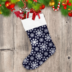 Paper Craft Snowflakes Pattern On Dark Blue Background Christmas Stocking