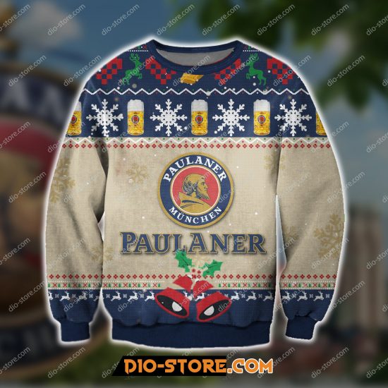 Paulaner Munchen Beer Knitting Pattern 3D Print Ugly Sweatshirt