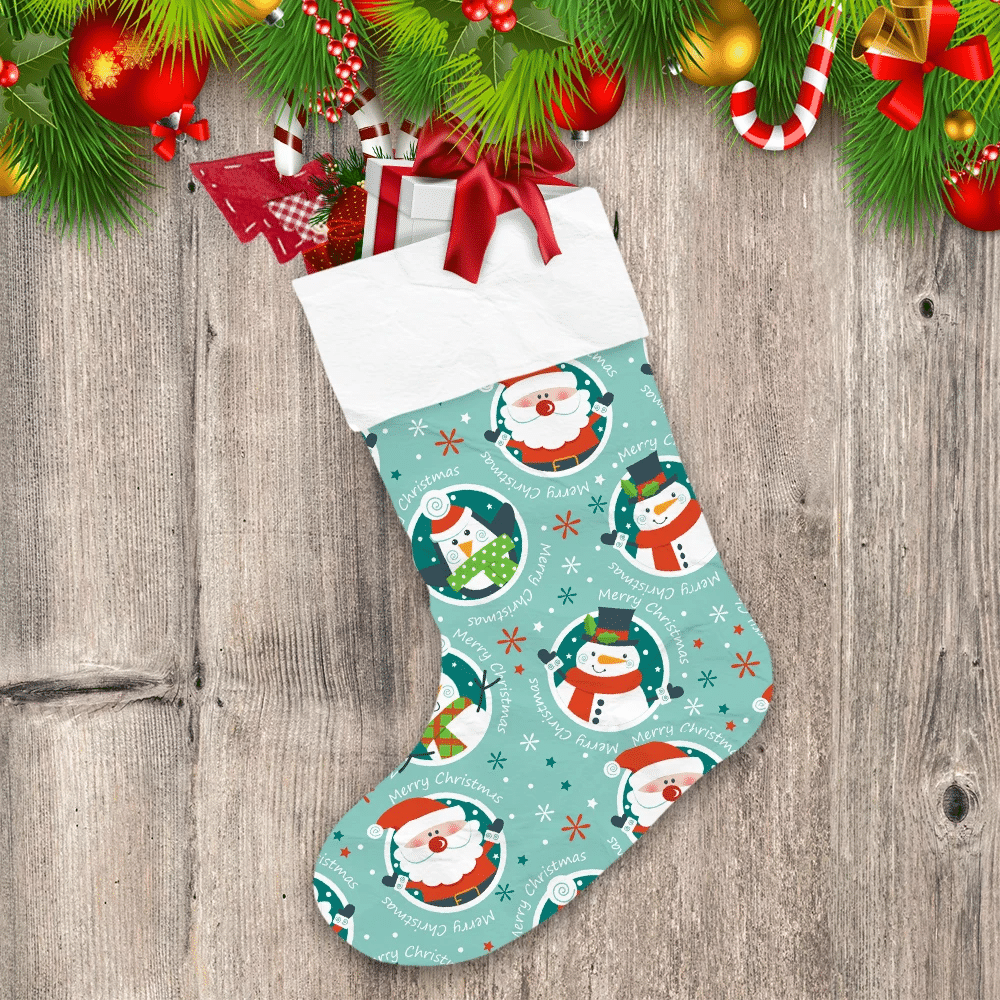 Penguin Santa Clause And Christmas Snowman Christmas Stocking