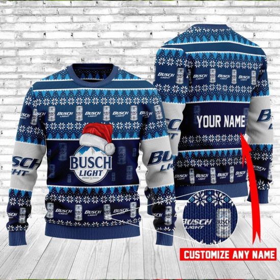 Personalized Santa Hat Busch Light Christmas Sweatshirt
