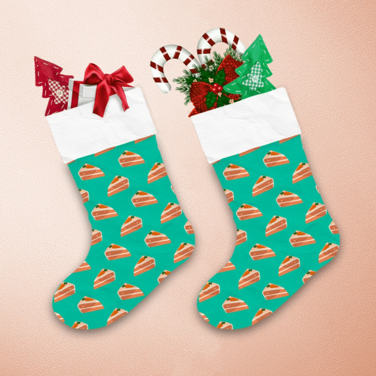 Pieces Of Carrot Cakes On Green Background Christmas Stocking 1