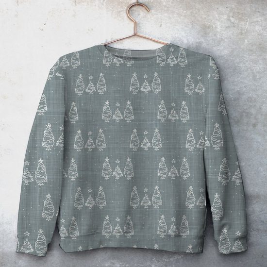 Pine Christmas Pattern Unisex All Over Print Cotton Sweatshirt