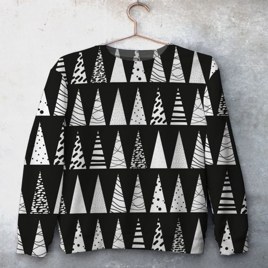 Pine Tree Christmas Pattern Unisex All Over Print Cotton Sweatshirt