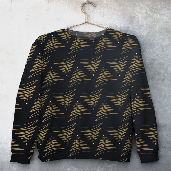 Pine Tree Christmas Pattern Unisex All Over Print Cotton Sweatshirt
