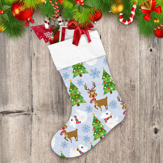 Polar Bears Reindeer And Christmas Tree Christmas Stocking
