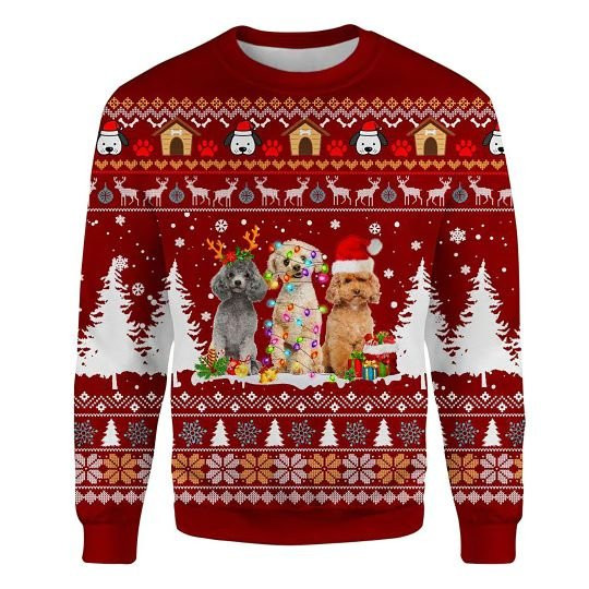 Poodle Ugly Christmas Sweatshirt Animal Dog Cat Sweater Unisex