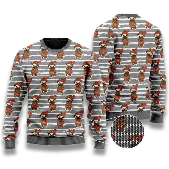 Pug Dog Christmas Pattern Ugly Sweaters