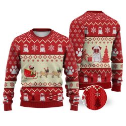 Pug Dog Reindeer Christmas Sweater Christmas Knitted Sweater Print Fashion Sweatshirt For Everyone