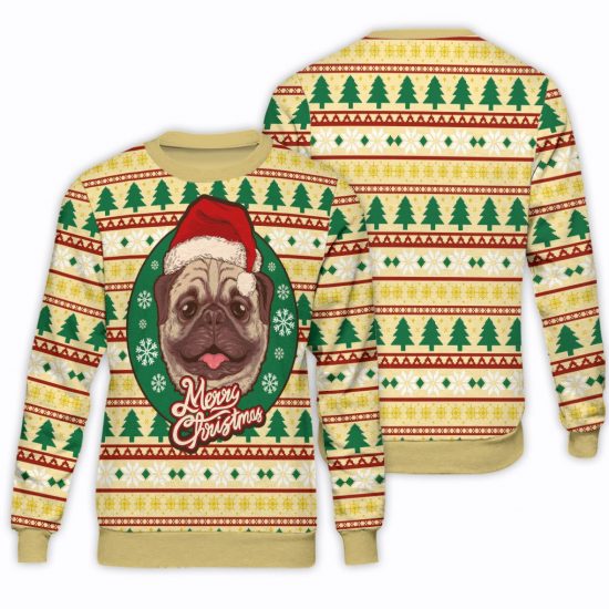 Pug Like Christmas Unisex All Over Print Cotton Sweatshirt